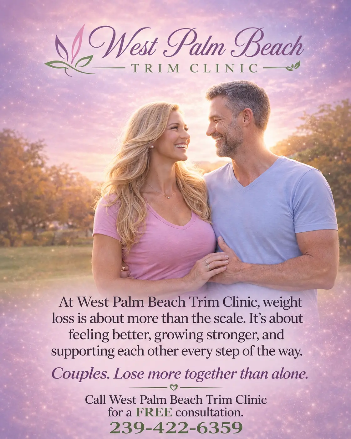 Couple smiling together — West Palm Beach Trim Clinic couples weight loss program